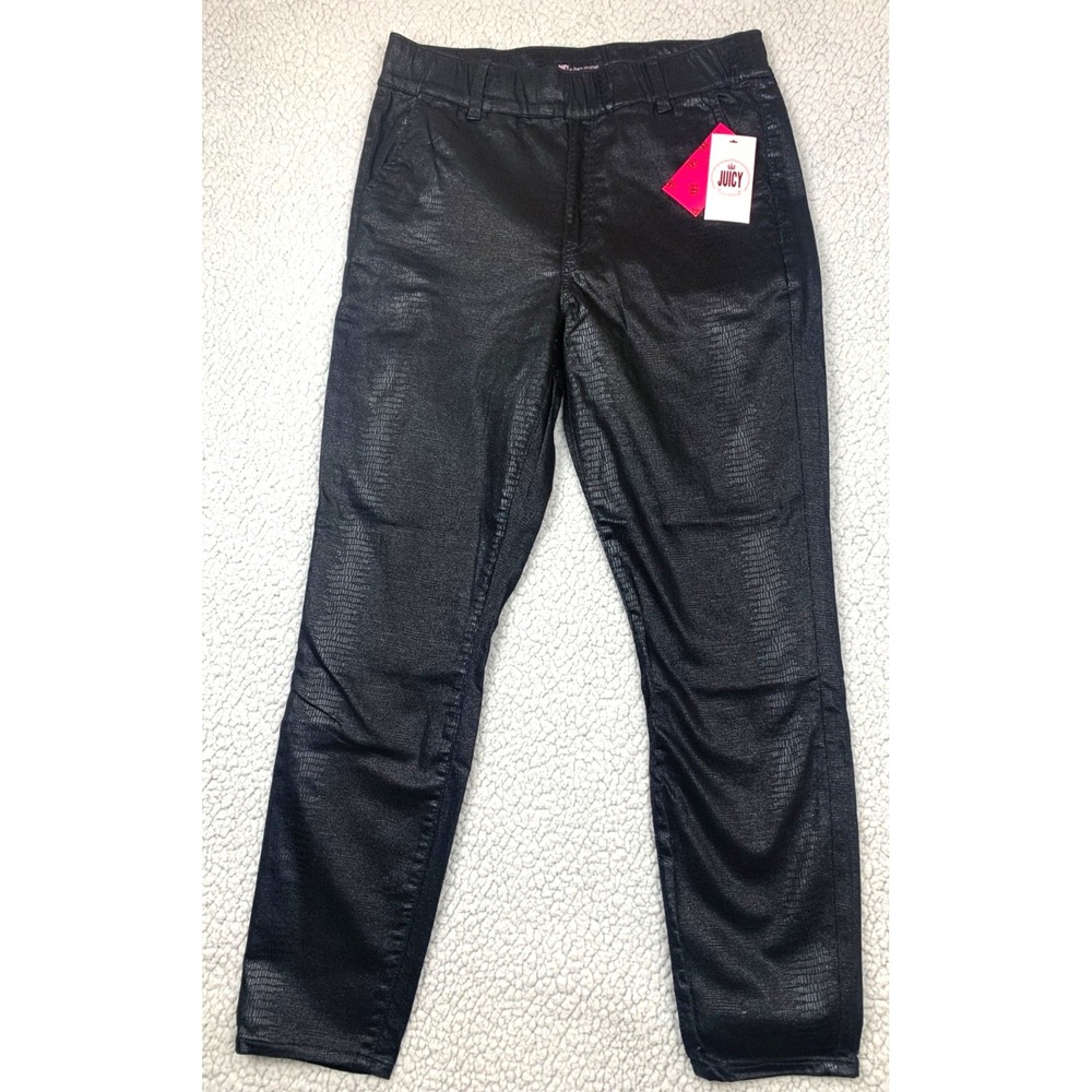 Juicy Couture California Skinny‎ Faux Snakeskin Pants Women's 12 Black NWT